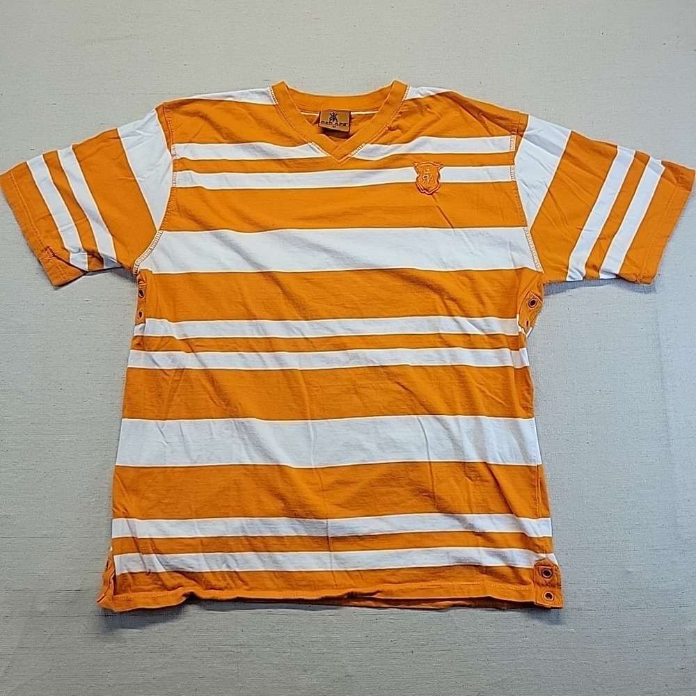 Red Ape Orange White Striped Graphic T Shirt Mens Size 3XL Short Sleeve Cotton
